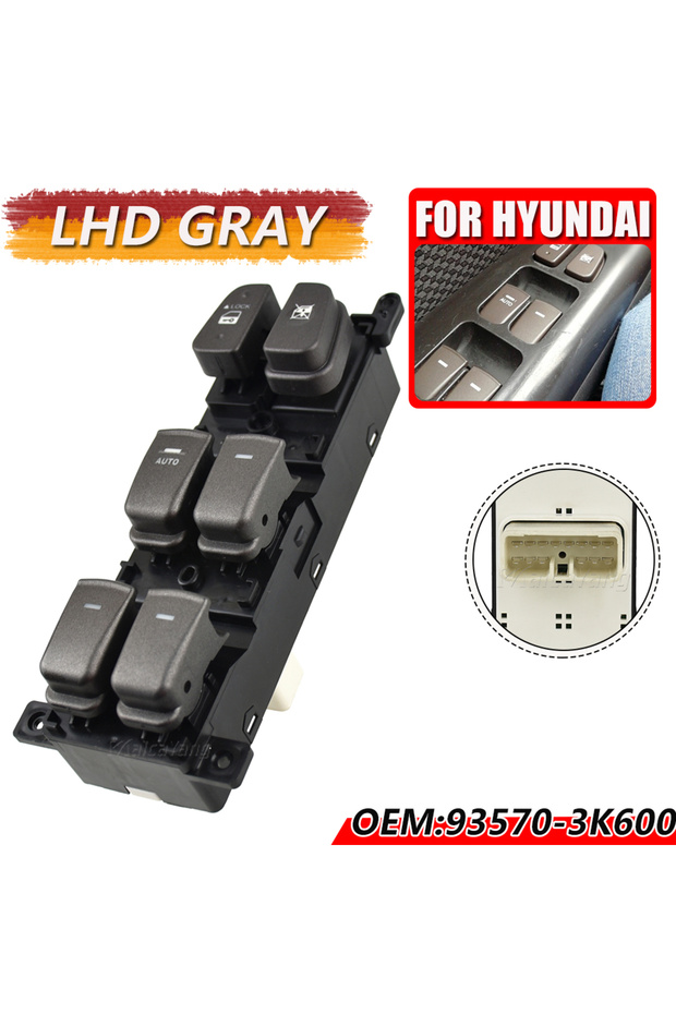 Gray Driver Window Main Switch Glass Lifter Button For Hyundai NF Sonata 2008 2009 2010 93580-3K500
