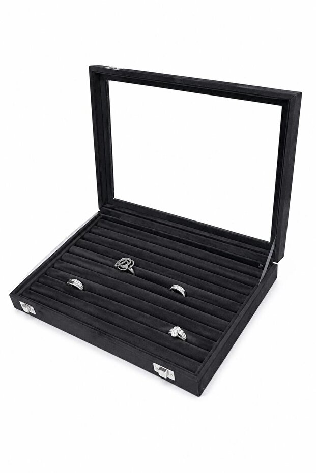 Ring Box Sausage Model Alcantara Black