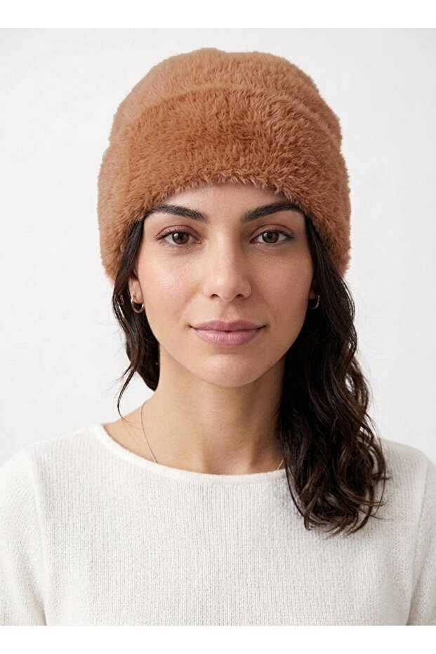 Folded Premium Women's Soft Beanie - Soft Textured Plush Winter Beanie
