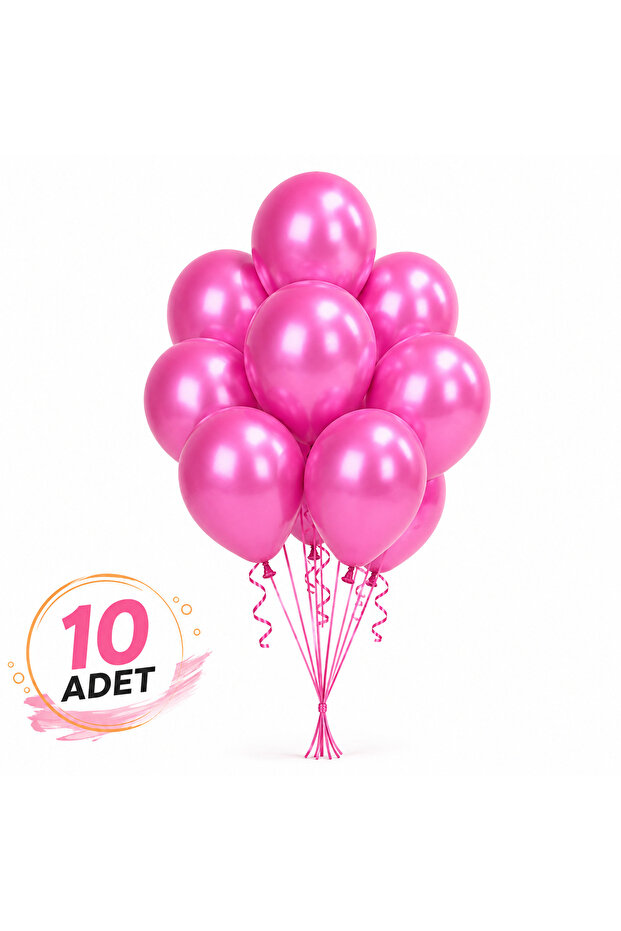 10 بالونات معدنية وردية اللون