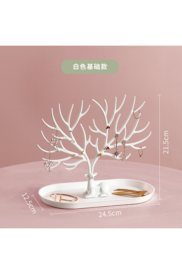 White Antler Jewelry Display Stand Tray Tree Storage Racks Earrings Necklaces Rings Jewelry Boxes Ca