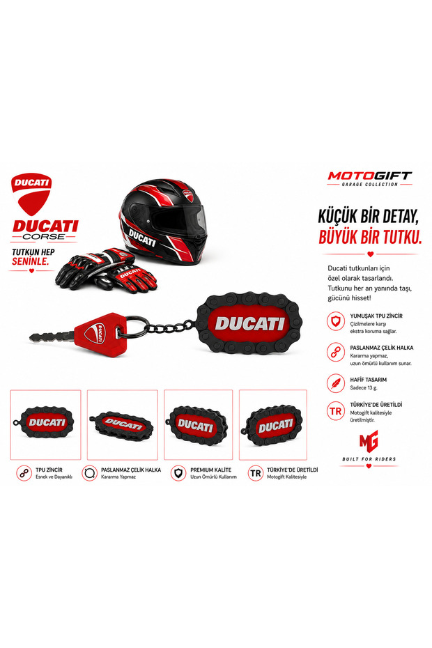 Motorcycle Keychain with Chain Detail for Ducati Brand Motorcycle
