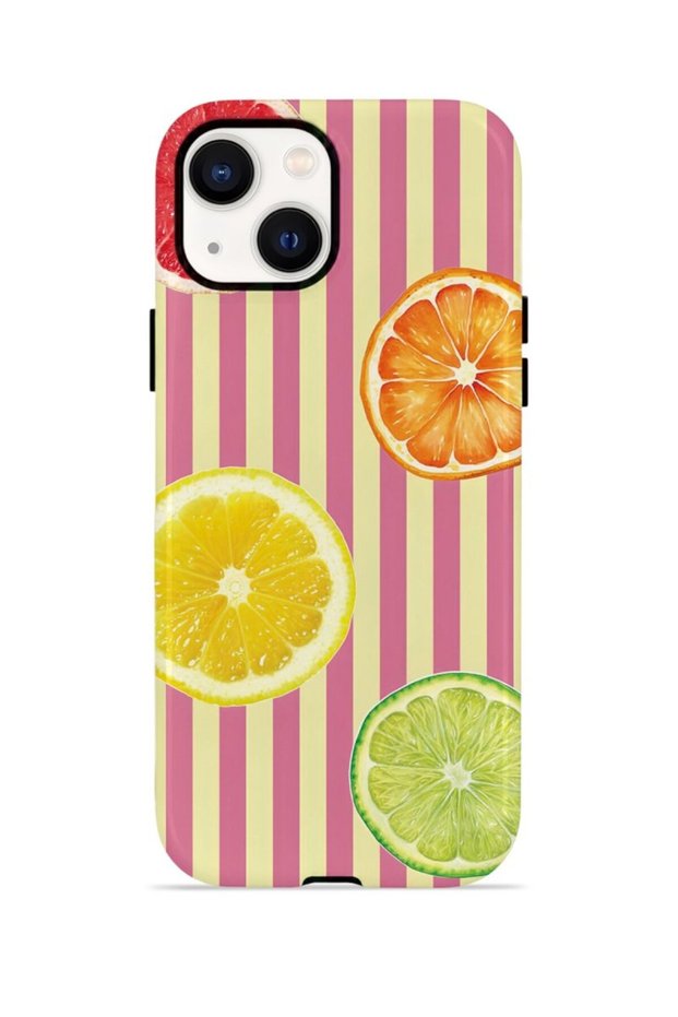 حافظة آيفون 15 بلس فوريان ذات الطبقة المزدوجة Citrus Fiesta Stripe