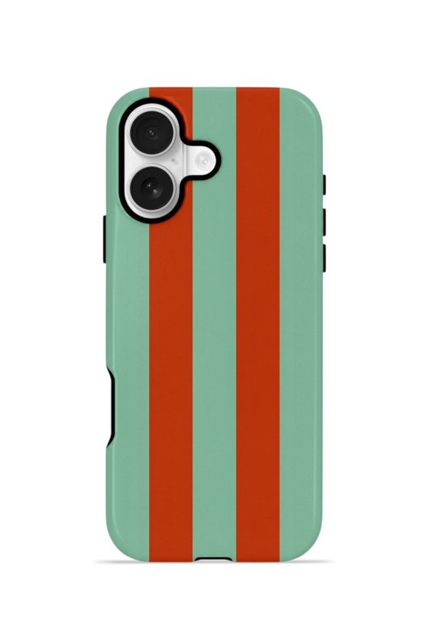 iPhone 16 Vorian Double Layer Case Terracotta Mint Stripe