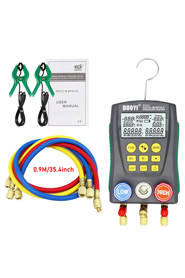 SET3 Digital Refrigeration Pressure Gauge, Air Conditioning Temperature Detector, Multi-Function Vac