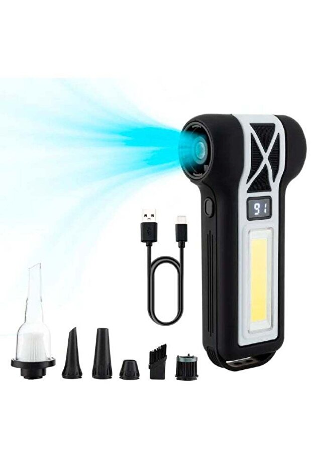 Handheld Air Blower 30000 RPM USB Rechargeable Dust Cleaning Tool with Multi Nozzles Work L