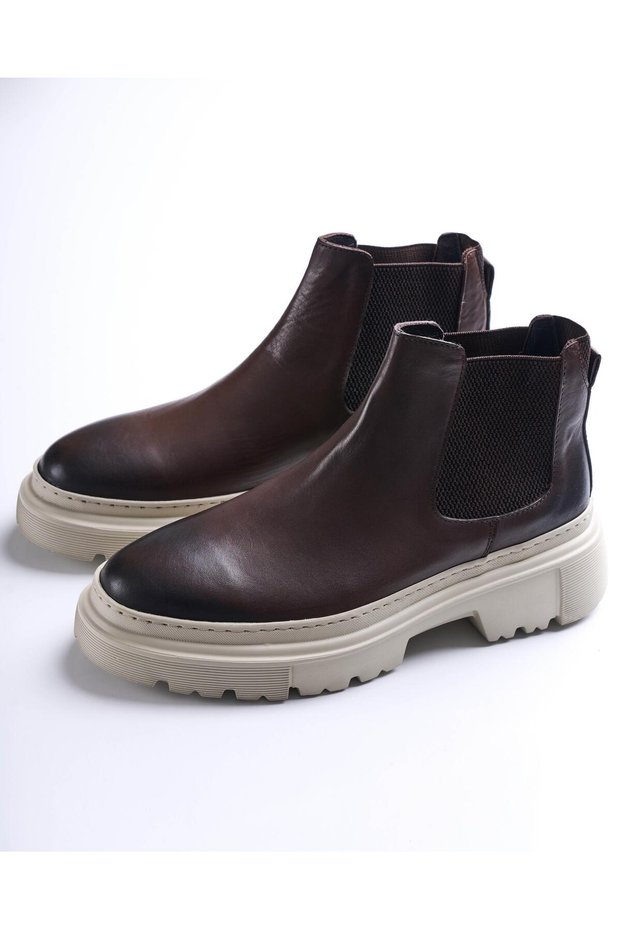 Italian Style Internal and External Natural Leather Men's Shoes Brown T12966