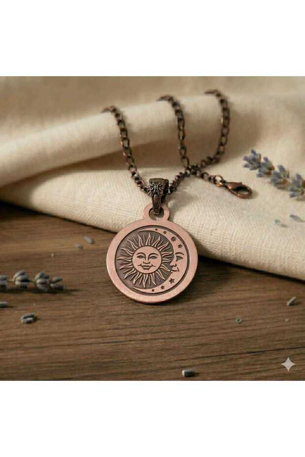 Velvet Copper Sun Moon Copper Pendant Handmade Boho Spiritual Gift