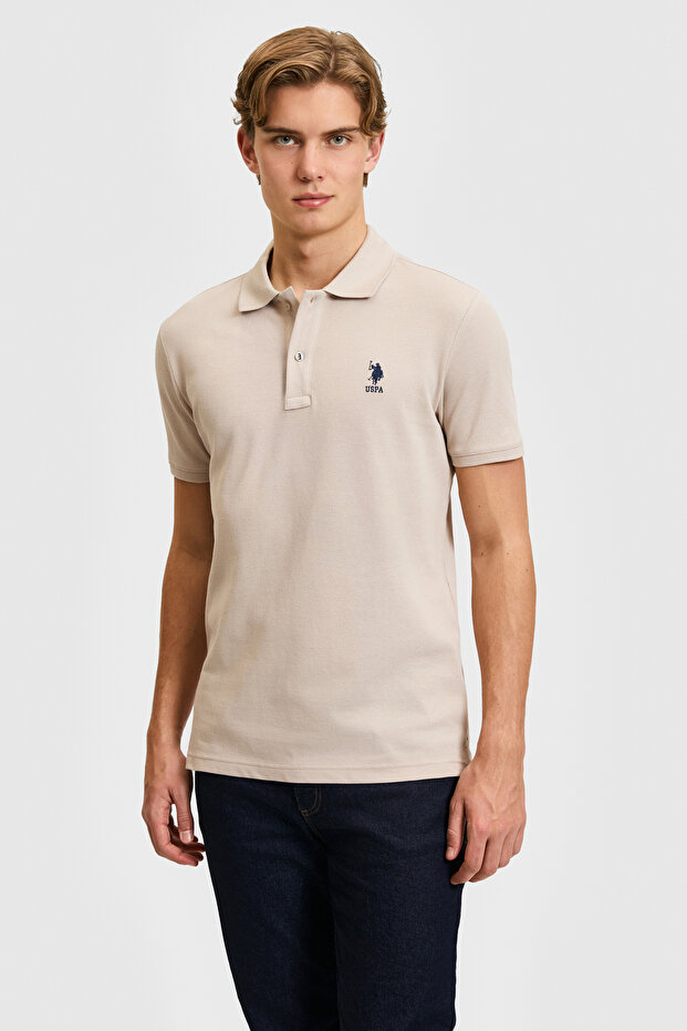 Men's Slim Fit Polo Neck Stone Basic T-Shirt 50322304-Vr049