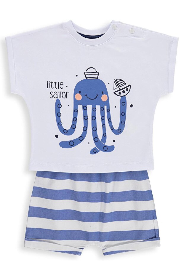 Octopus Printed 6-18 Month Set - White