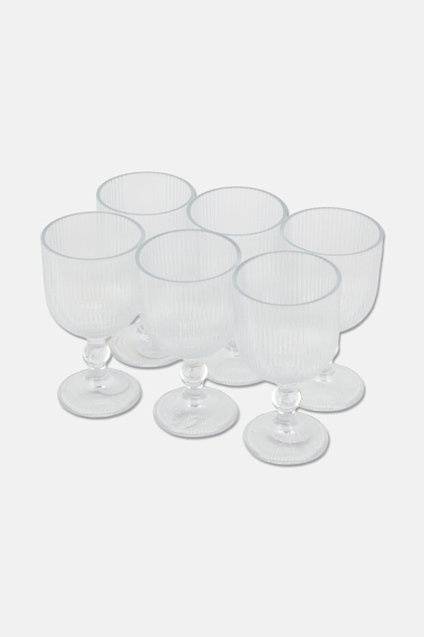 Textured 6 Pieces Cystal Glass 360 ml, Transparent