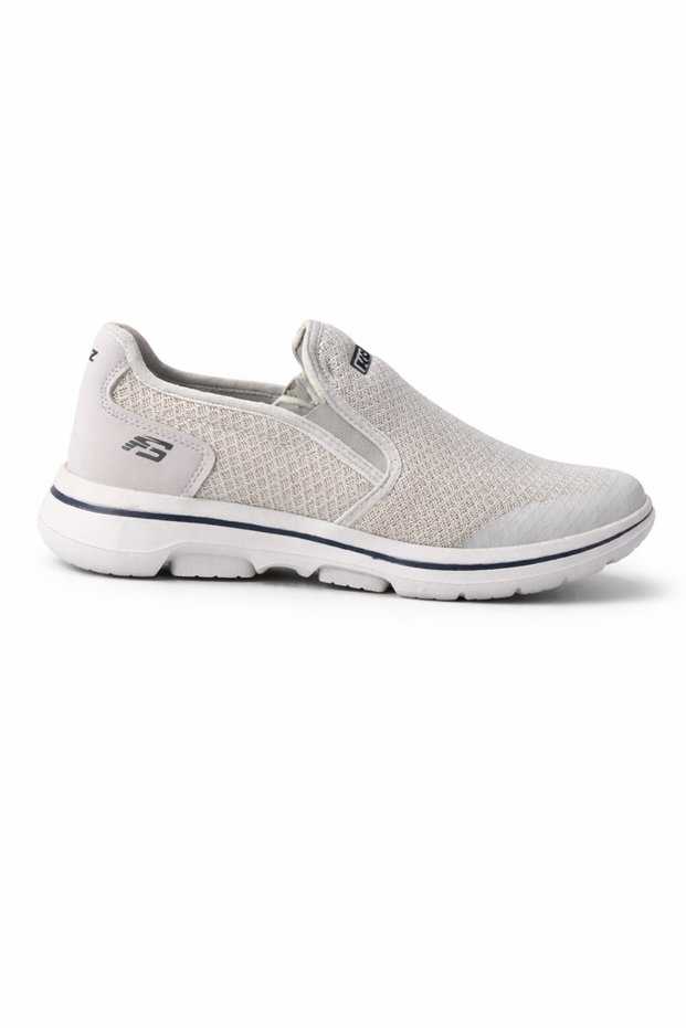 Men's Laceless Gray White Lightweight Comfortable Sole Casual Sports Shoes