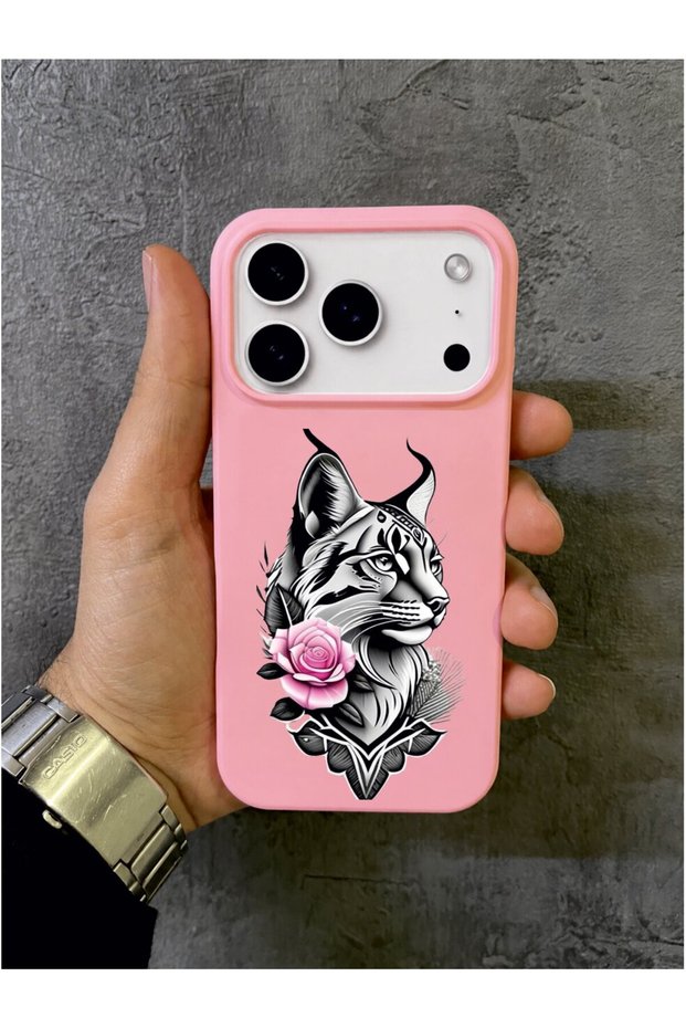 iPhone 17 Pro Compatible Rose and Wildflower Patterned Pink Case
