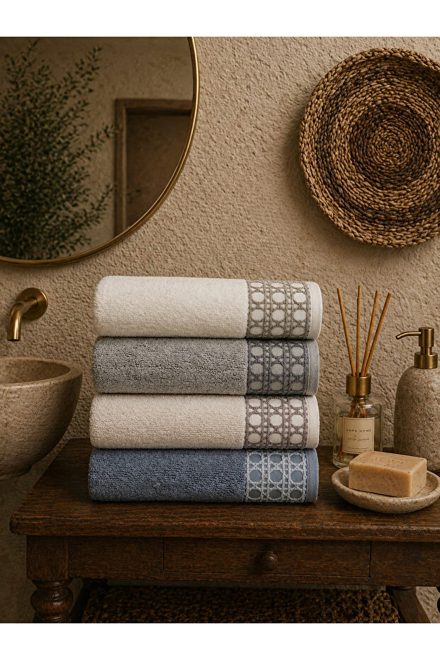 Ultra Soft 100% Super Absorbent, Stylish Design, Long Lasting 4-Piece Set 70X140