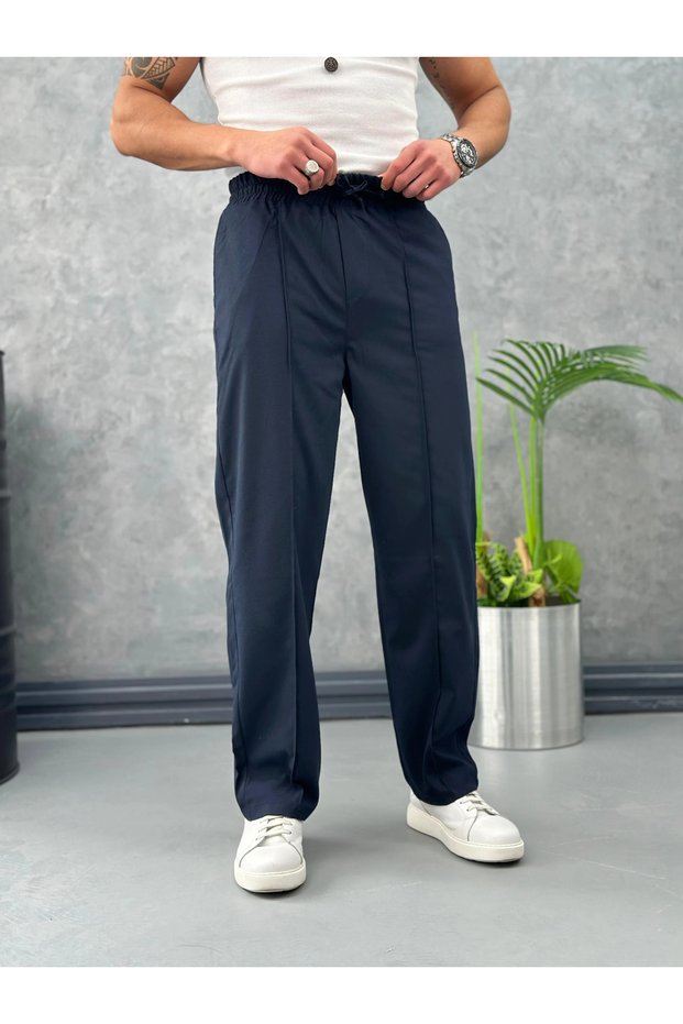 Line-Stitched Baggy Fit Jogger Pants