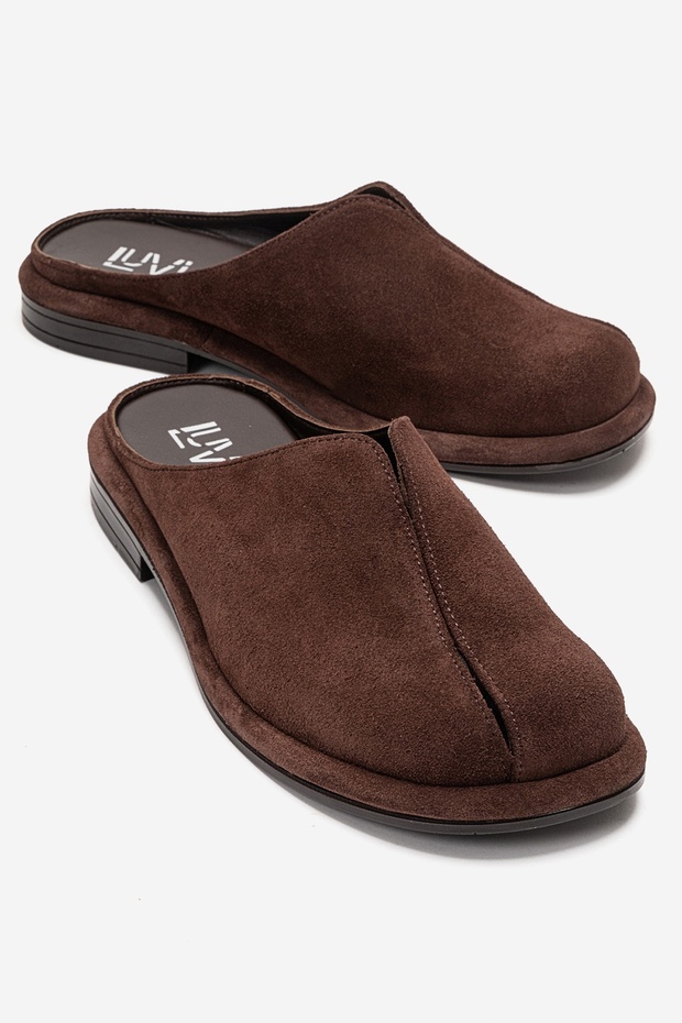 Tansy Brown Suede Genuine Leather Closed-Front Women's Slippers