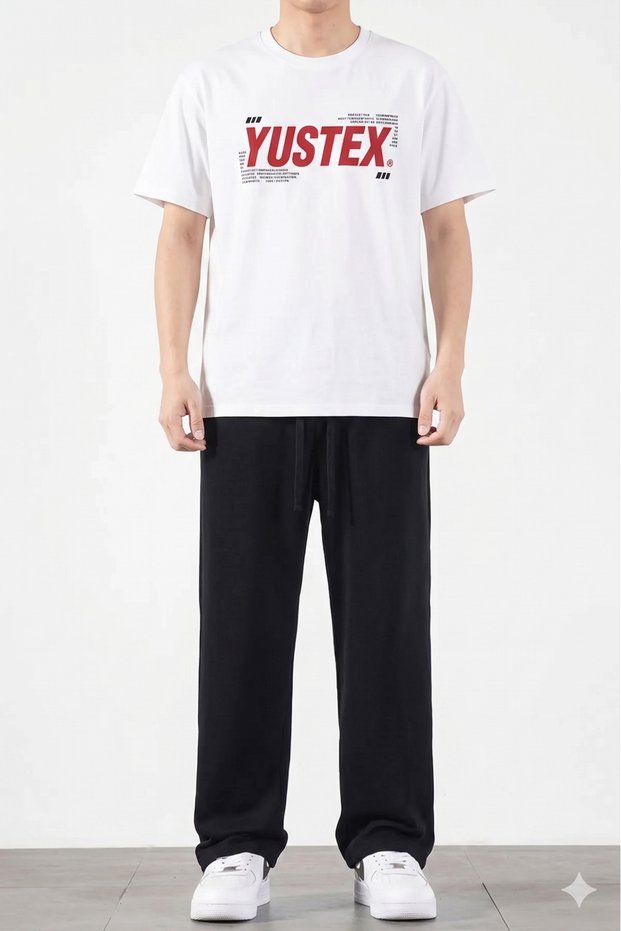 Men's Black Sweatpants Wide Leg - High Waist Relaxed Fit Two Thread Seasonal Sweatpants