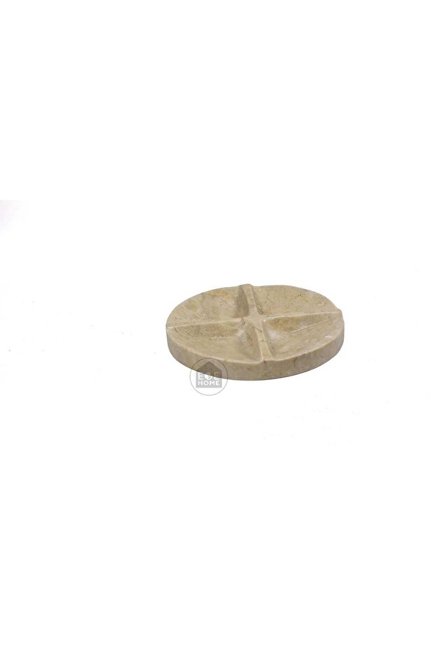 Decorative Beige Natural Marble Presentation Tray with Compartments Round Tray (Snack Bowl)