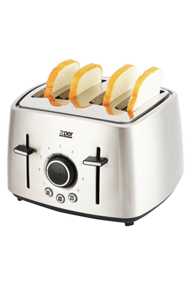 xpre 4-Slice Toaster with 9 Settings, Steel