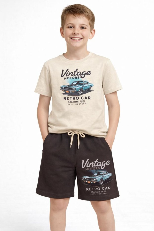 ! New Season ! Printed Children's Summer T-Shirt and Shorts 2-Piece Set 100% Cotton.