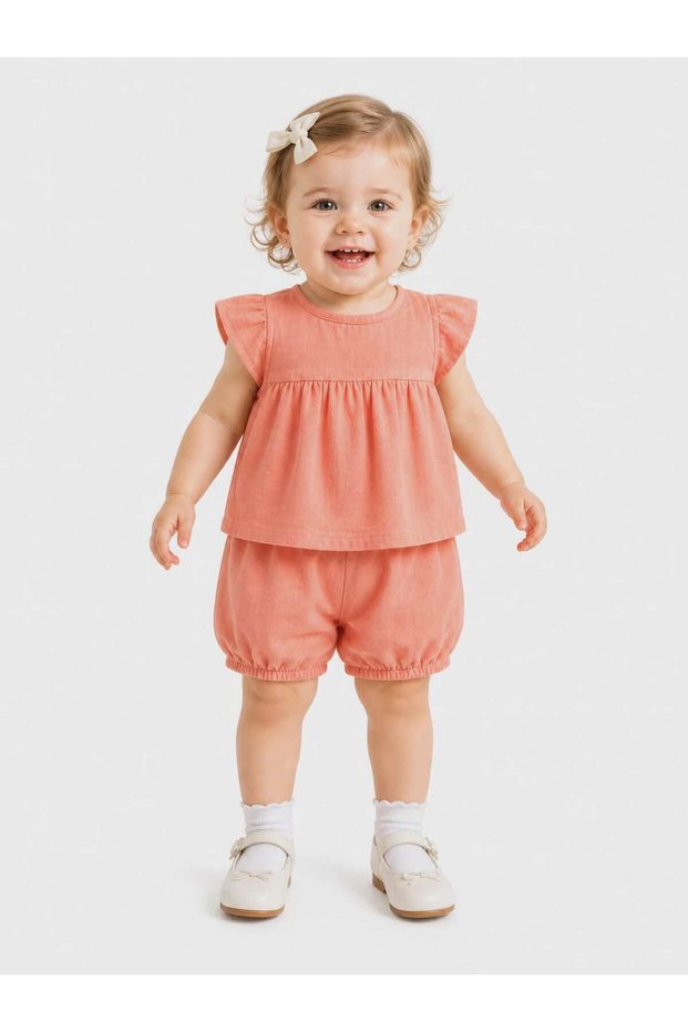 Isyiz Baby Girl Salmon Shorts Set