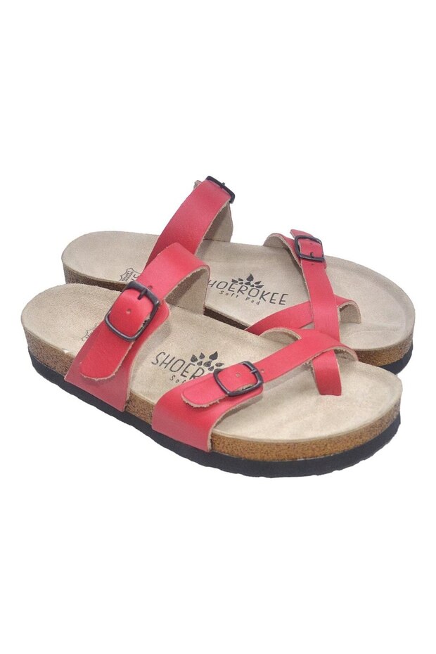 Red Toeless Strapless Slippers