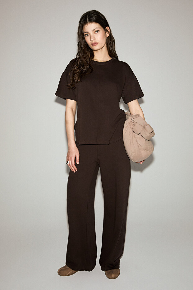 Punkly Women's Soft Fabric 100% Organic Cotton Brown Top and Bottom Set