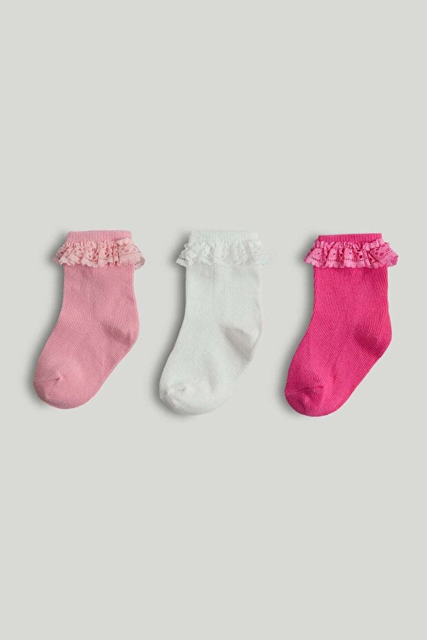 3 Pack Pink Baby Socks