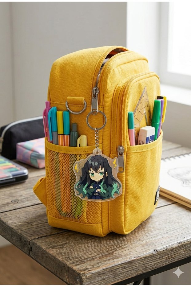Owl Bag Demon Slayer - Muichiro Patterned Acrylic Keychain Bag Ornament
