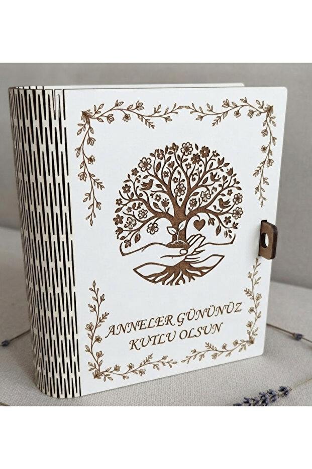Wooden Book Box with Tree of Life Design - Mother's Day Gift Decorative Memory Box