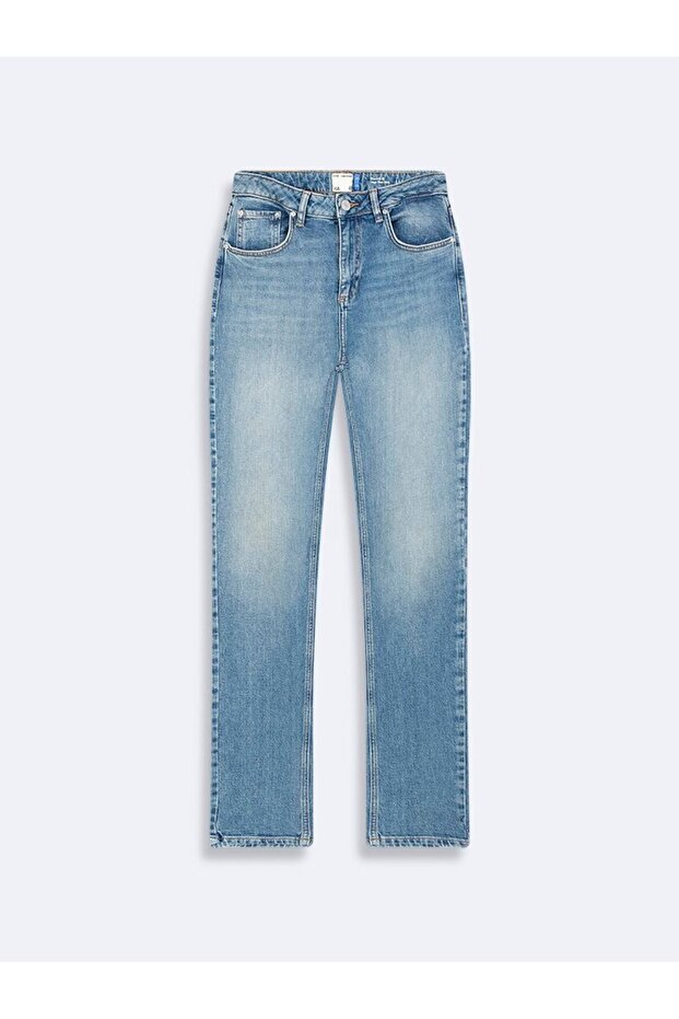 Ronna B Narrow Leg High Waist Mid Indigo Jean Pants