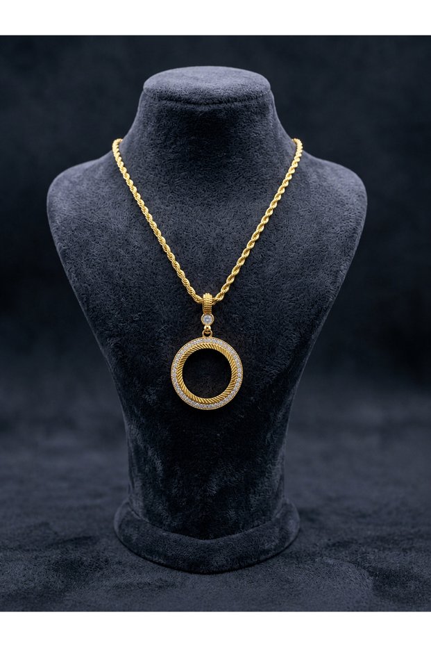 Women'S, Gift-Giving Stone-Encrusted Framed Necklace (60 cm with Screw Chain) - Special Design for Wedding and Dowry (2 Years Color Guarantee)