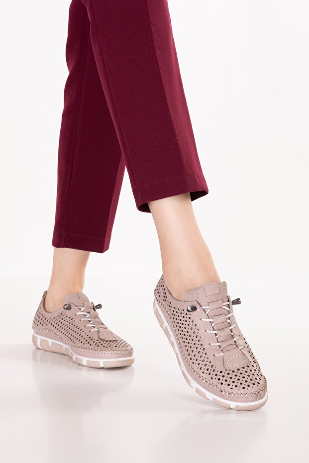 Genuine Leather Laser Perforated Comfortable Summer Shoes Ars.311 Mink