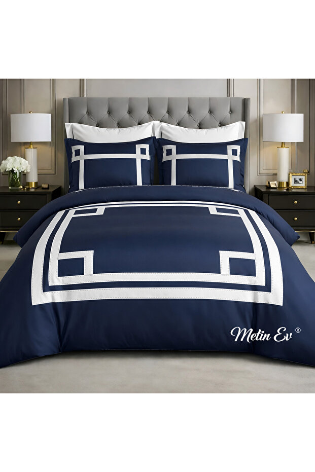 Modern Stripe Design Cotton Satin Duvet Cover – Opal