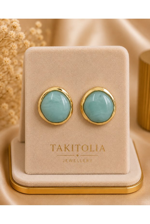 Petra Blue Natural Stone Look Gold Color Vintage Premium Earring Set for Women