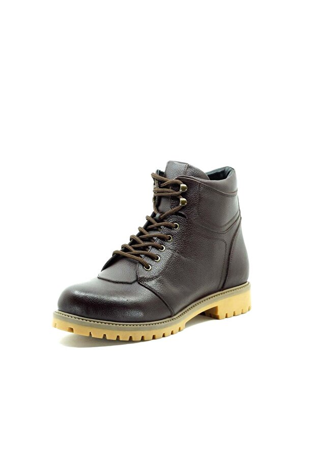 45 46 47 Size Men's Boots Coffee Leather Wide Fit Winter Model