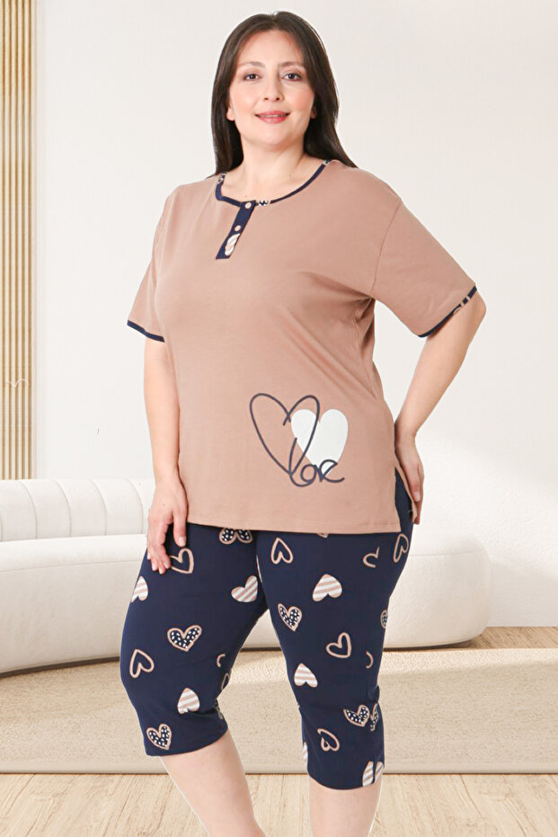 Plus Size Cotton Bermuda Women's Pajamas Set