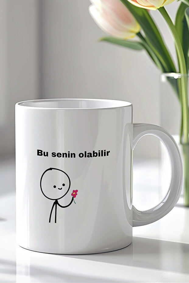 330 مل مطبوع كوب من السيراميك الأبيض مع تصميم لطيف مكتوب عليه مزحة