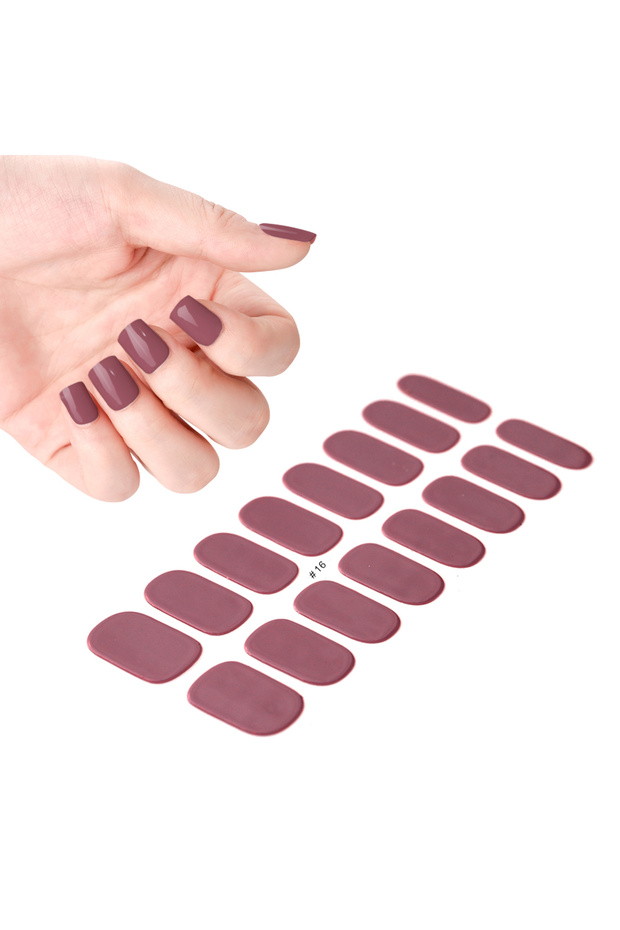 NK-LTHP-016 1Pcs Semi-Cured UV Gel Nail Sticker Pure Color Full Cover Waterproof Long-lasting Nail S