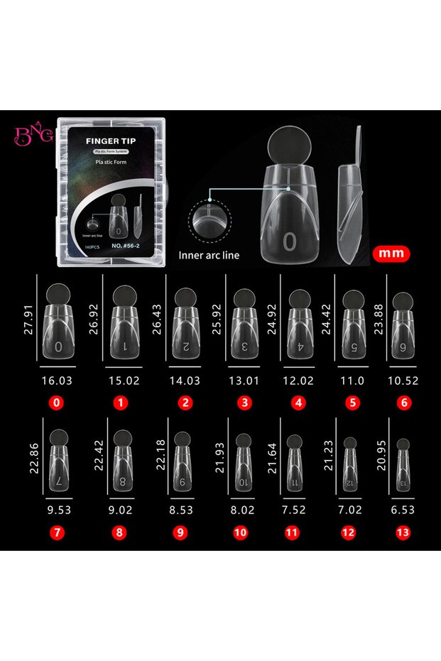 56-2-140PCS BNG New Matte Dual Forms With French Line Full Cover Dual Nail Molds for Uv Gel Acrylic
