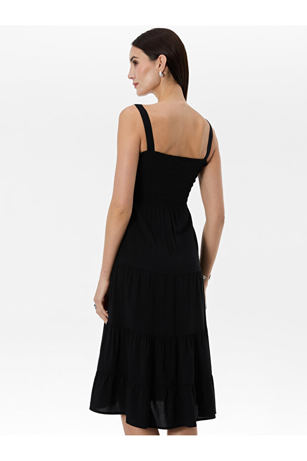 Rochie maxi neagră de damă - 4