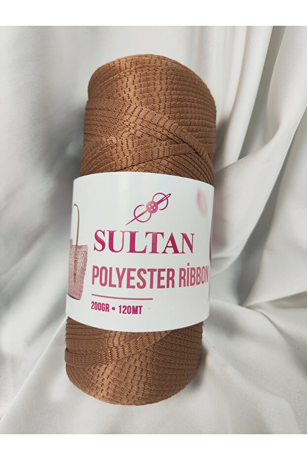 Chocolate Brown Polyester Ribbon Hand Knitting Yarn 200Gr. (1 Piece) - Color: 633