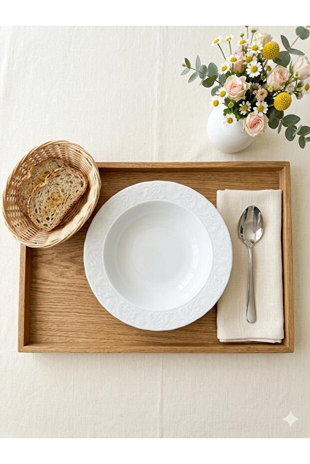 Başak 6 Piece 16 cm White Soup Bowl
