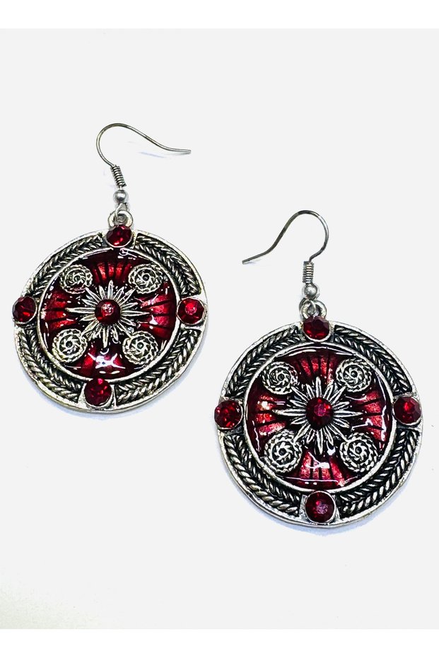 Earrings -Authentic-Red Gold Model -With Stones-Mineli