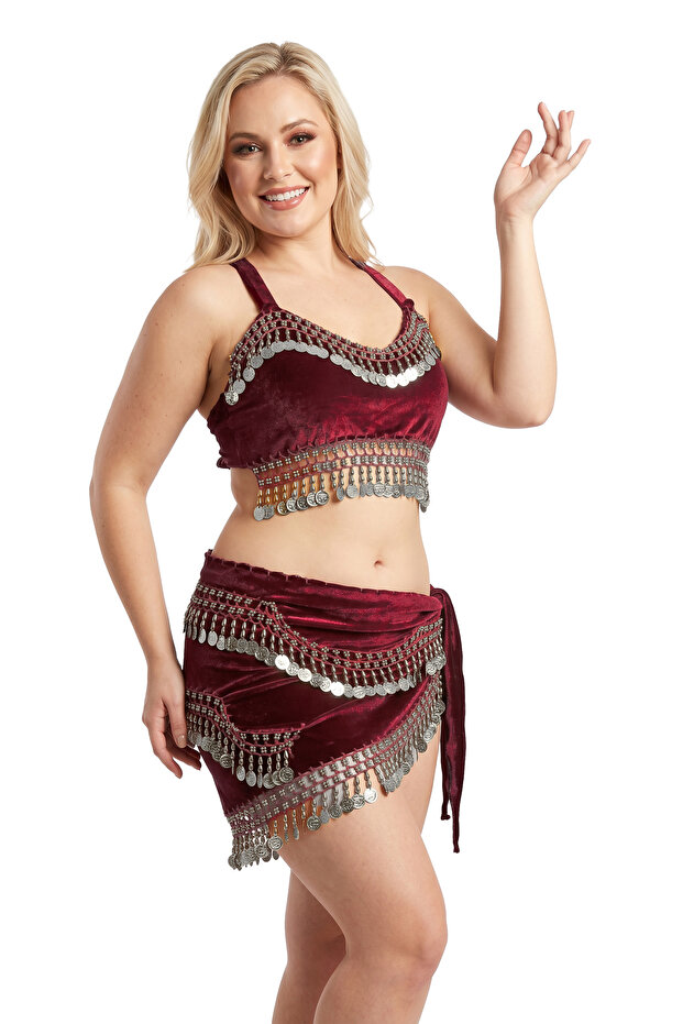 Hand-made Oriental belly dance costume outfit of 2 pieces very smooth material for extra comfortable movement free size fit from small to Large
