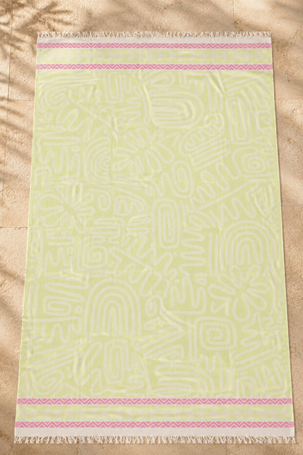 Premium 100% Cotton Jacquard Peshtemal - 100X190 cm - Limea - Double-Sided Beach, Bath, Spa, Travel Towel, Decorative Coverlet