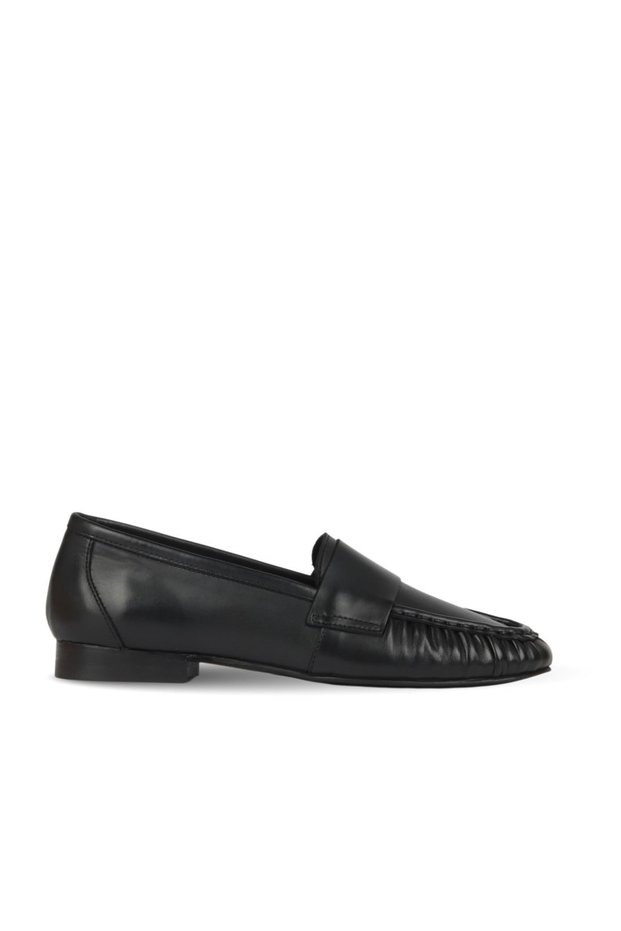 Shoes Black Leather Women's Loafer 39Wa7800