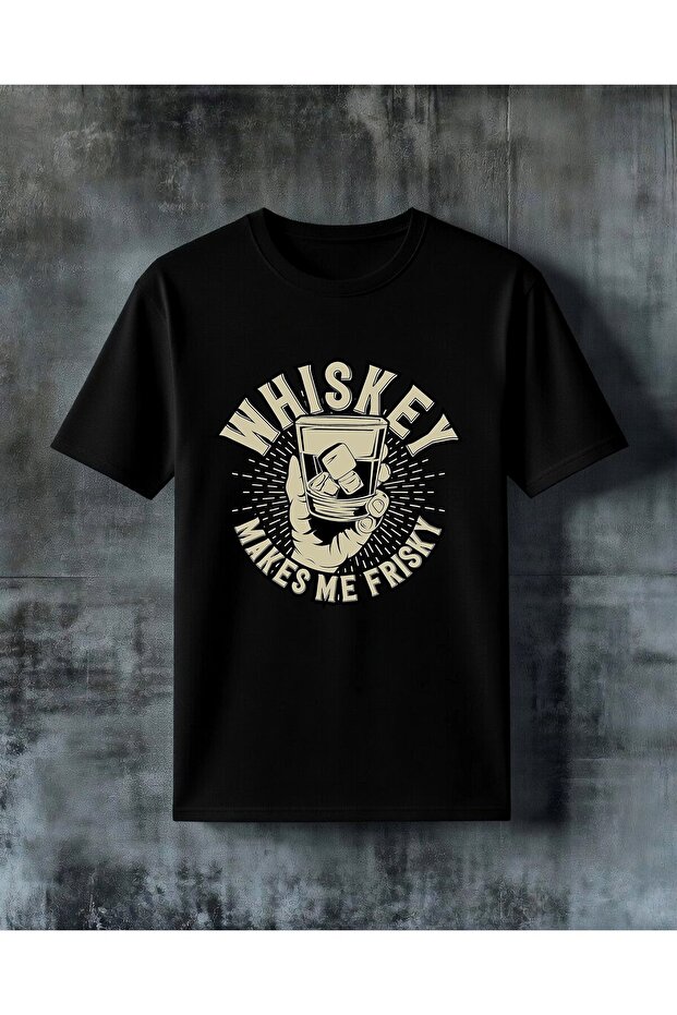 تي شيرت كبير الحجم مطبوع عليه whiskey viski tadi