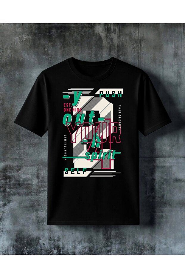 Push Your Spirit Motivation Printed Oversize T-Shirt