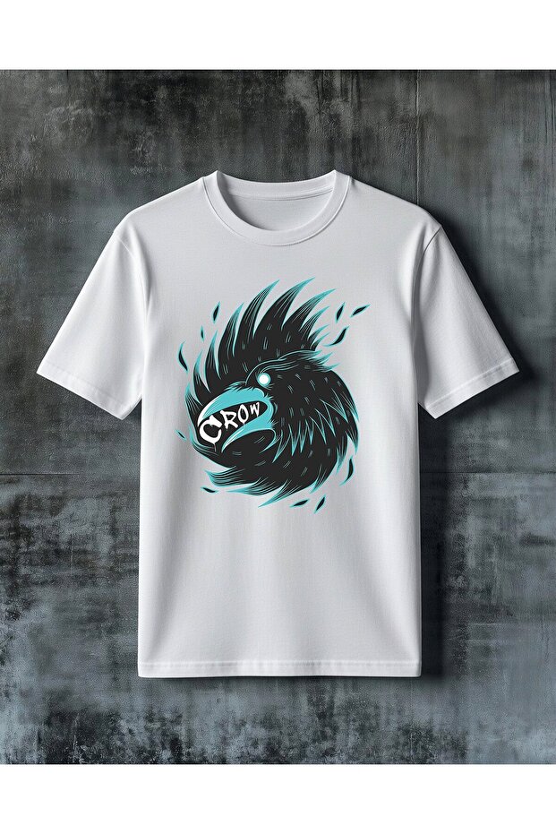Crow Bird Print Oversized T-Shirt